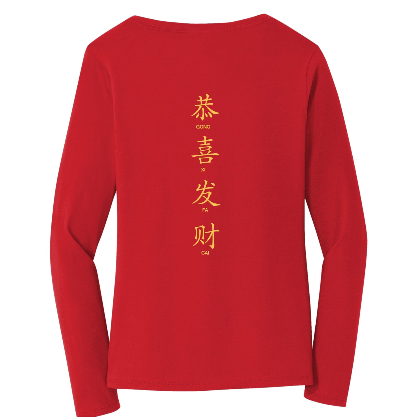 Ladies HWIS CNY Long Sleeve V-Neck Cotton Tee