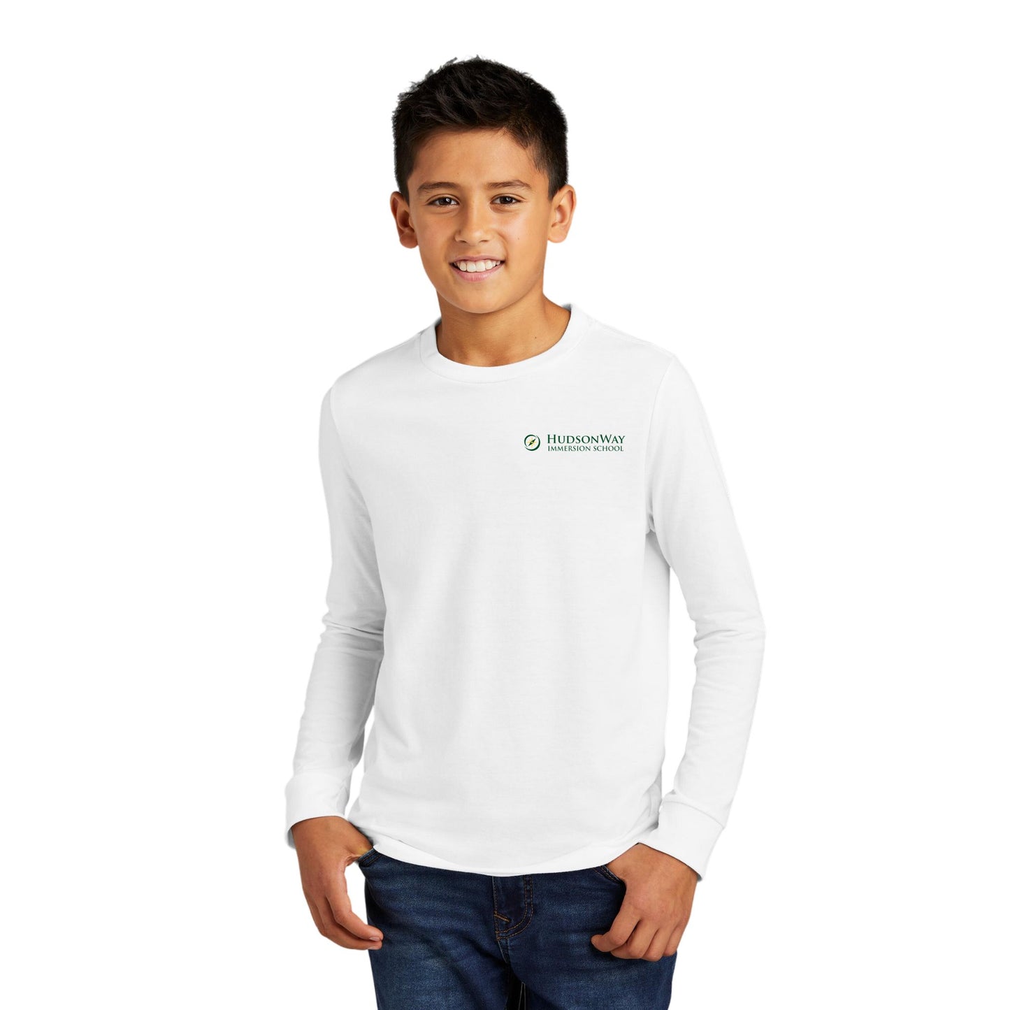 Embroidered Long Sleeve Tee Youth White