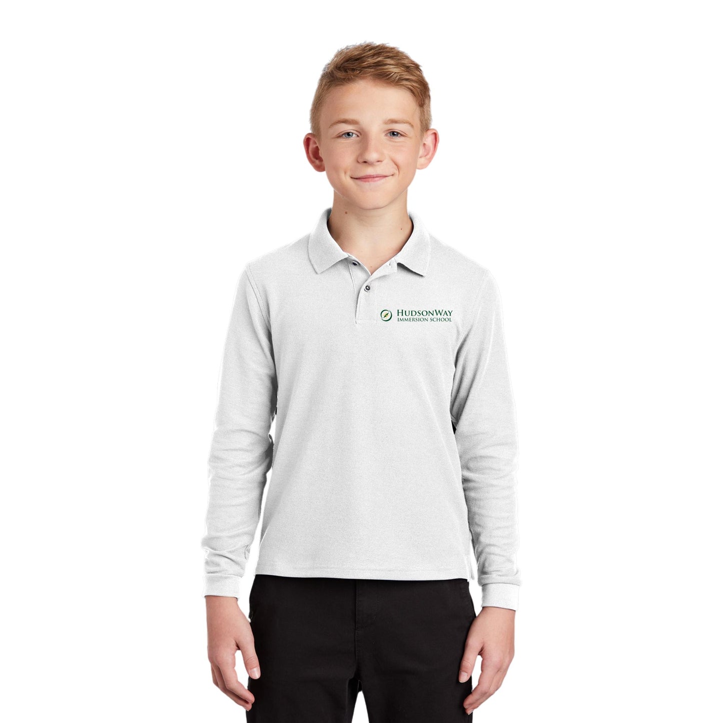Long Sleeve Polo Youth White