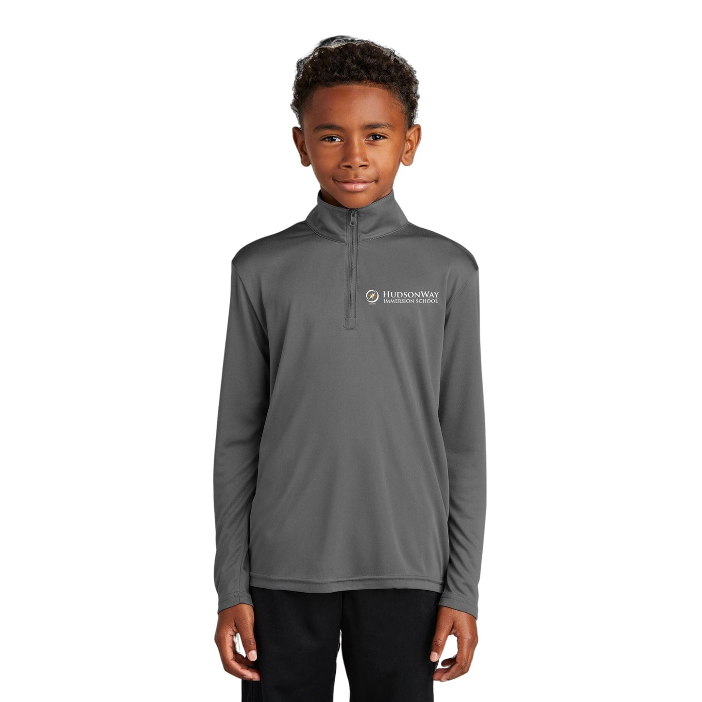 1/4 Zip Lightweight Long Sleeve Pullover Youth Grey