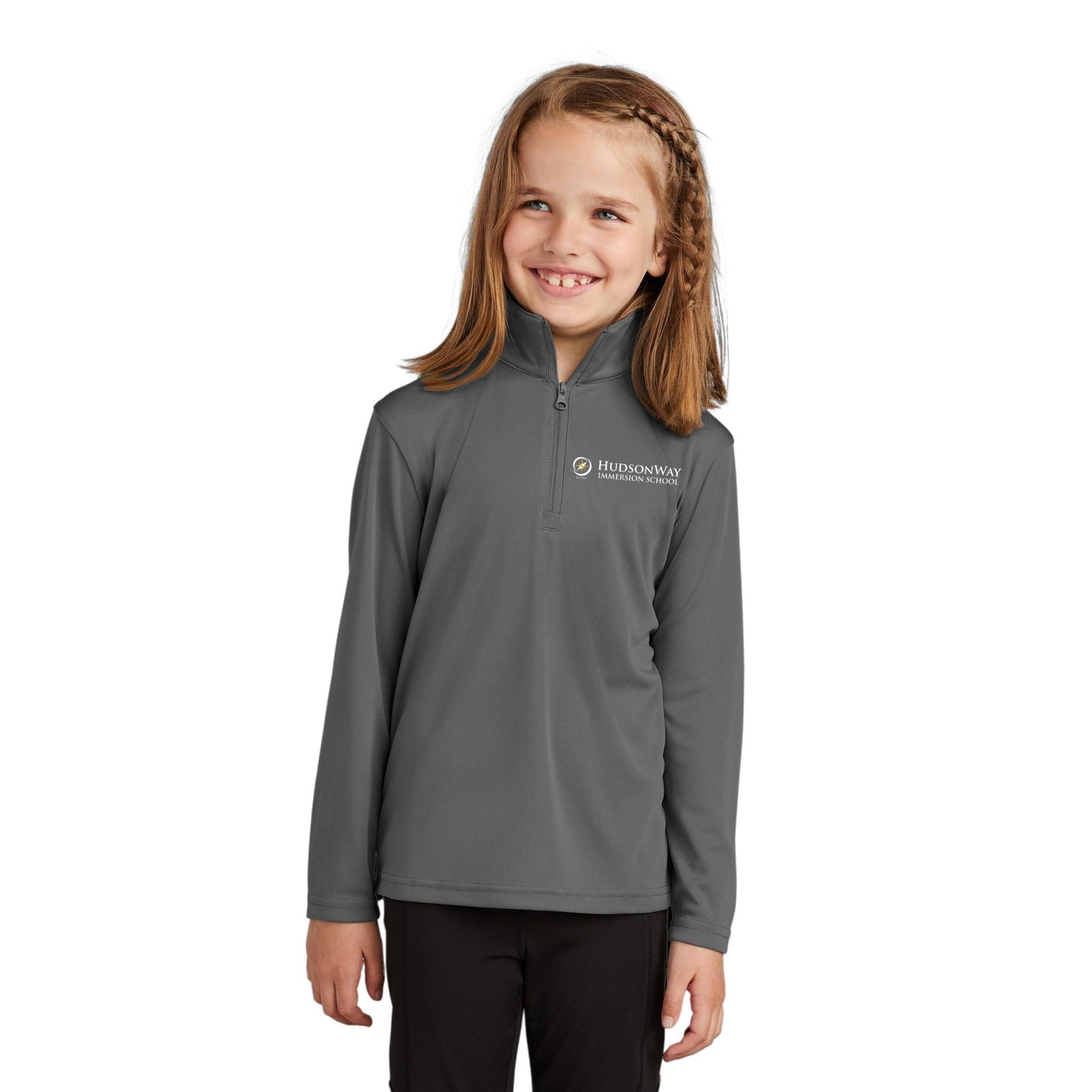 1/4 Zip Lightweight Long Sleeve Pullover Youth Grey