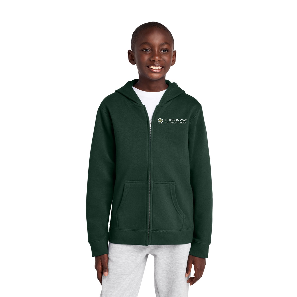 VIT Full Zip Hooded Sweatshirt Youth Dark Green