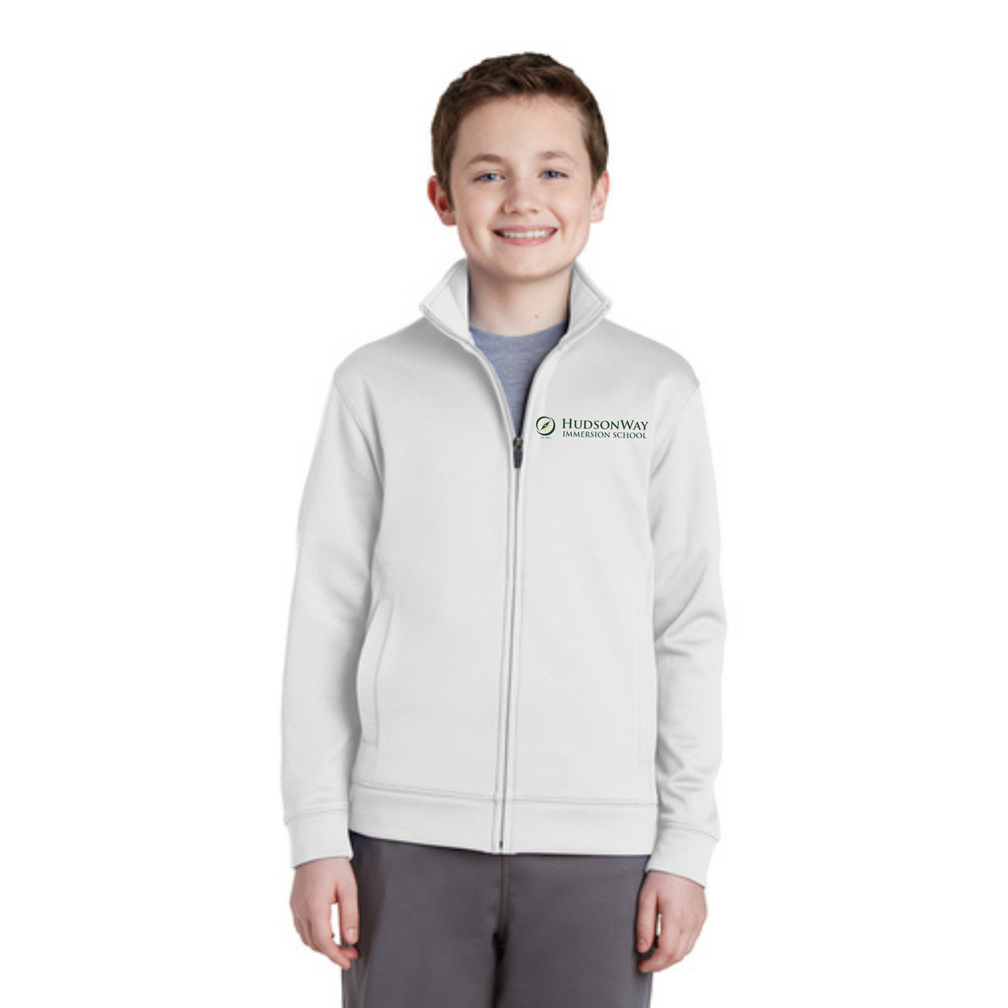 Youth Sport-wick Fleece Lined All-Day Jacket White