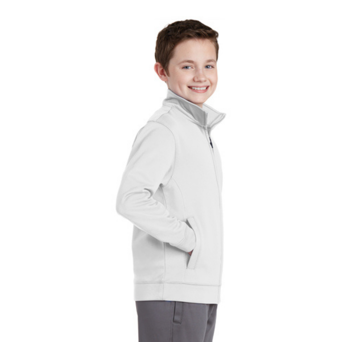 Youth Sport-wick Fleece Lined All-Day Jacket White