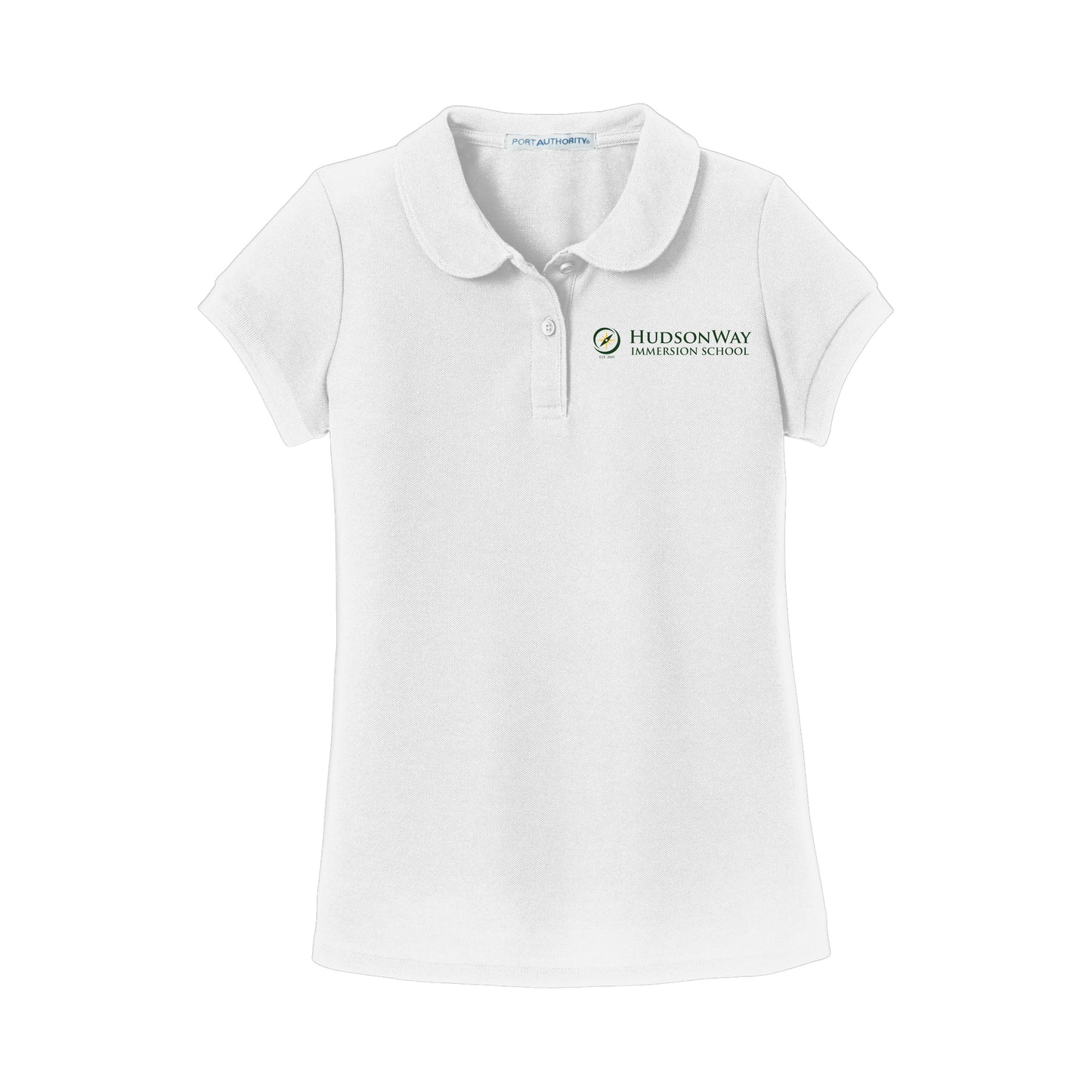 Girls Short Sleeve Peter Pan Collar Smooth Polo Youth White