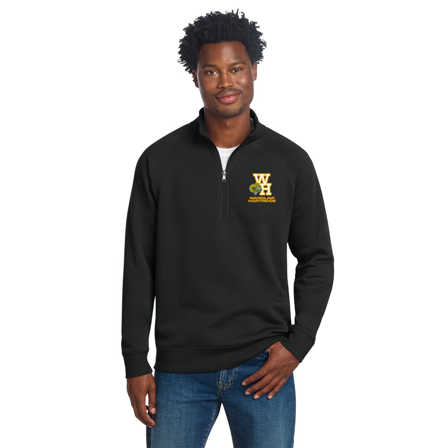 WH 1/4 Zip Black Fleece Pullover Sweatshirt Youth & Adult