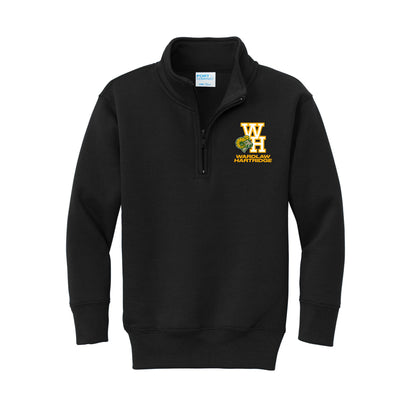 WH 1/4 Zip Black Fleece Pullover Sweatshirt Youth & Adult