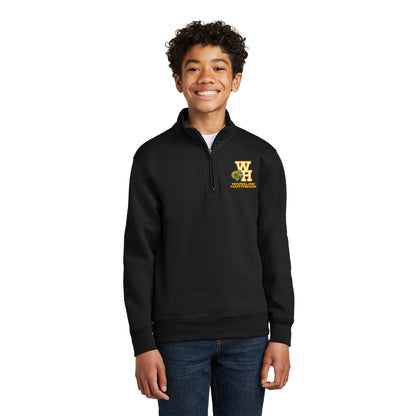 WH 1/4 Zip Black Fleece Pullover Sweatshirt Youth & Adult