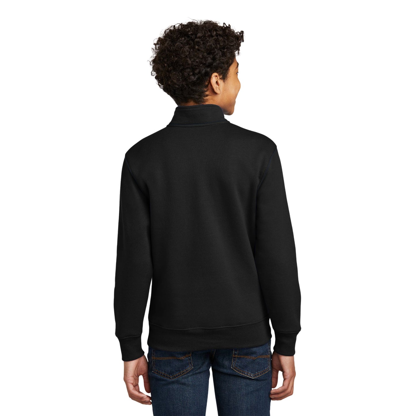 WH 1/4 Zip Black Fleece Pullover Sweatshirt Youth & Adult