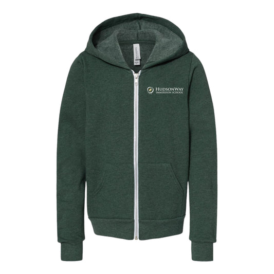 Premium Full Zip Hooded Green Sweatshirt Youth