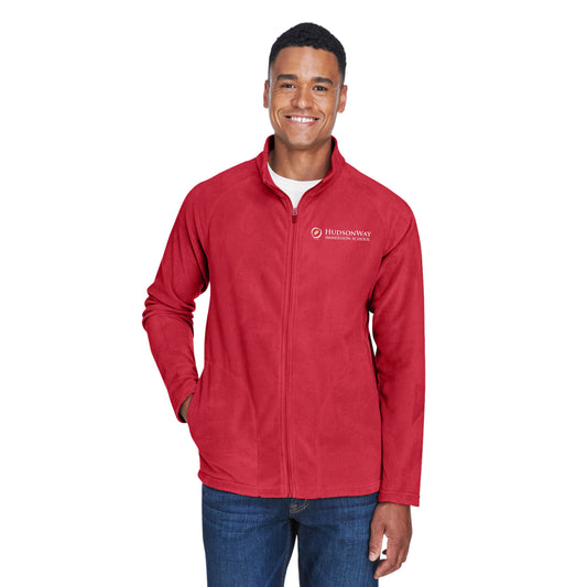 Men's Red Microfleece Embroidered Full Zip Jacket