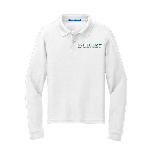 Long Sleeve Polo Youth White